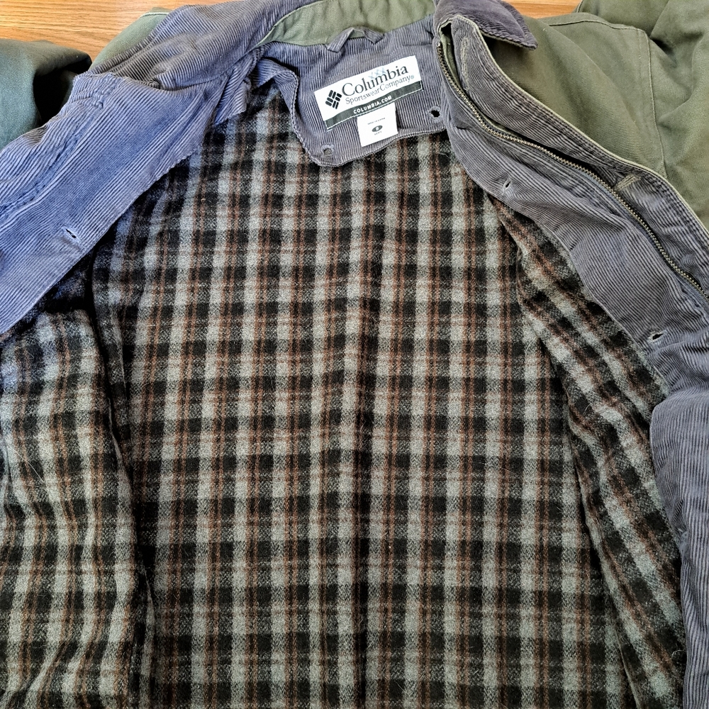 COLUMBIA Vintage Canvas Corduroy Collar Double Layered 2 Seasons Jacket Size S - Picture 9 of 12
